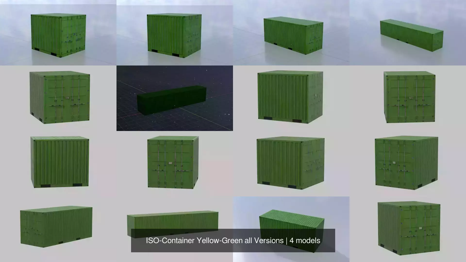 ISO-Container Yellow-Green all Versions 3D Model Collection_6