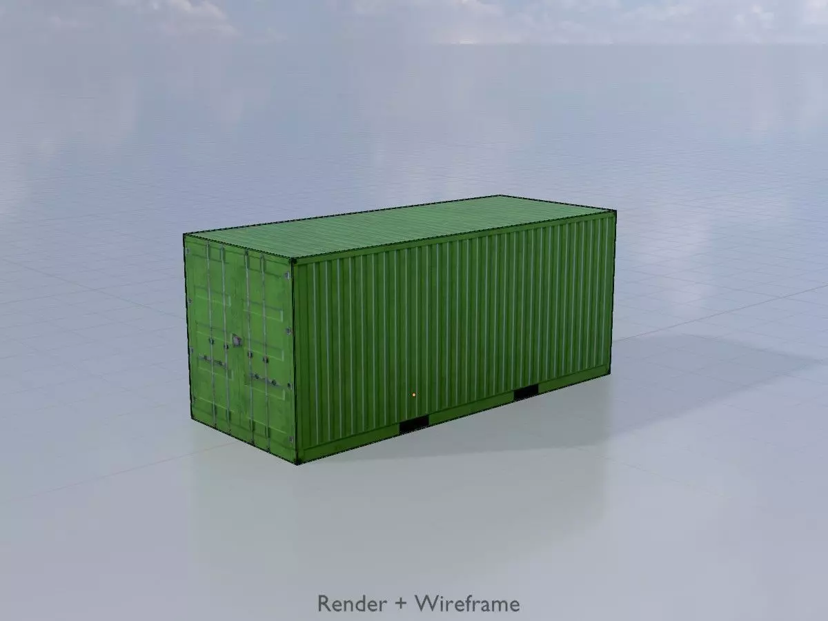 ISO-Container Yellow-Green all Versions 3D Model Collection_28