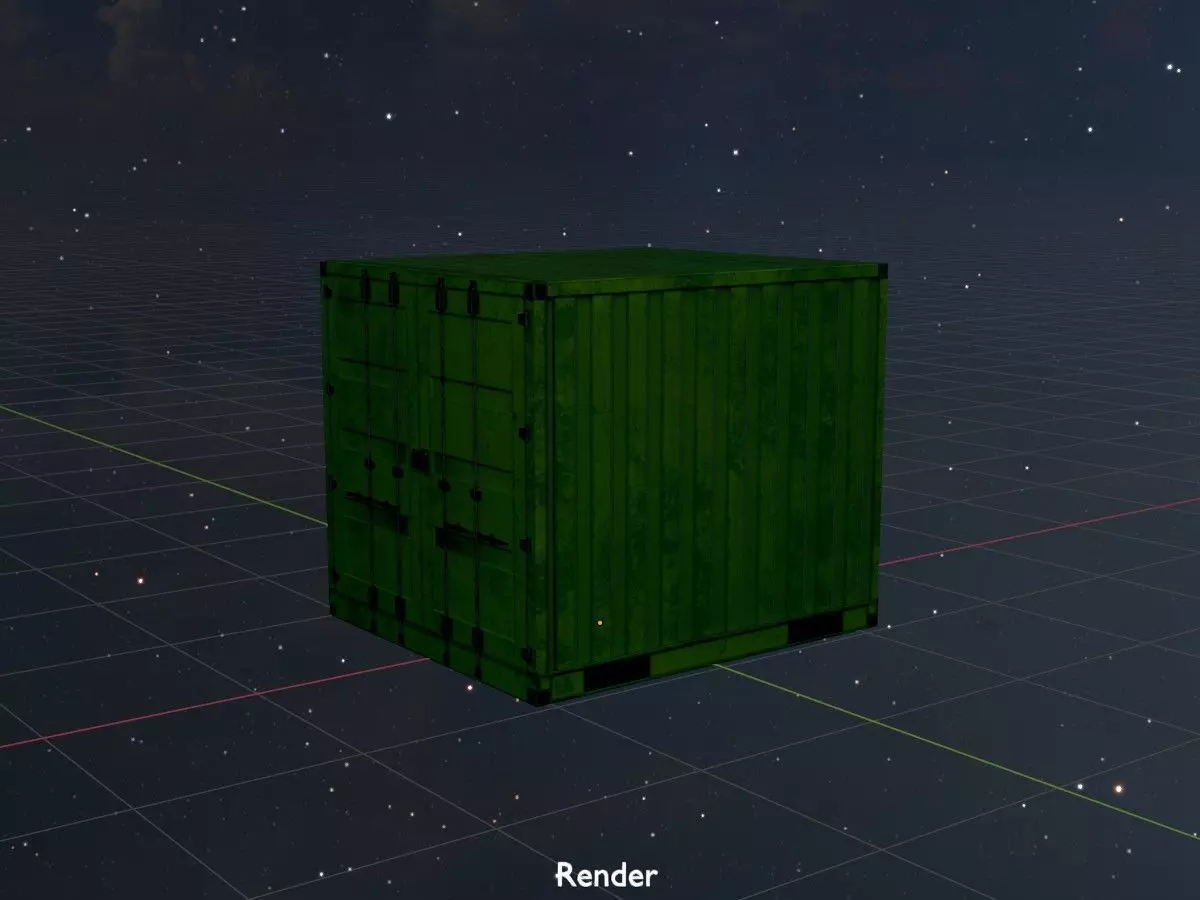 ISO-Container Yellow-Green all Versions 3D Model Collection_86