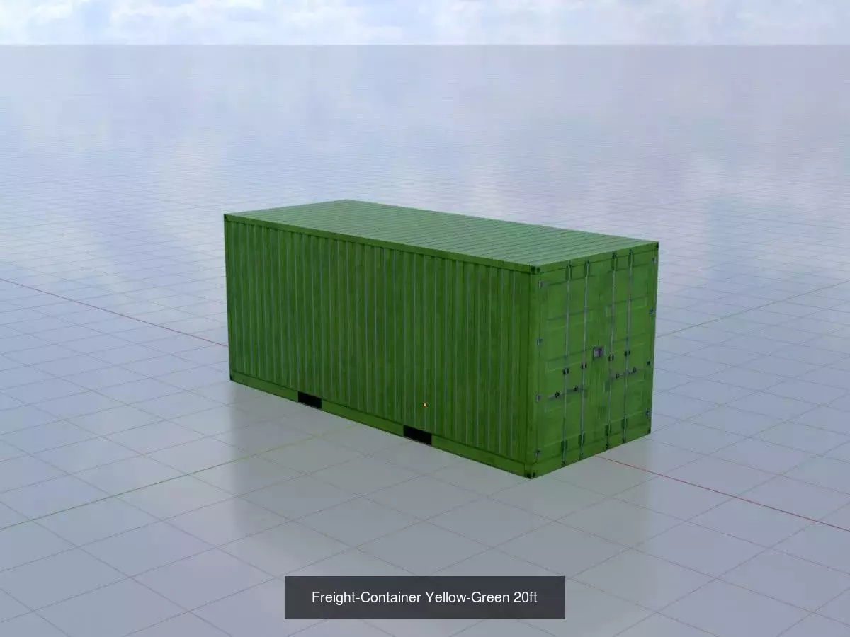 ISO-Container Yellow-Green all Versions 3D Model Collection_9