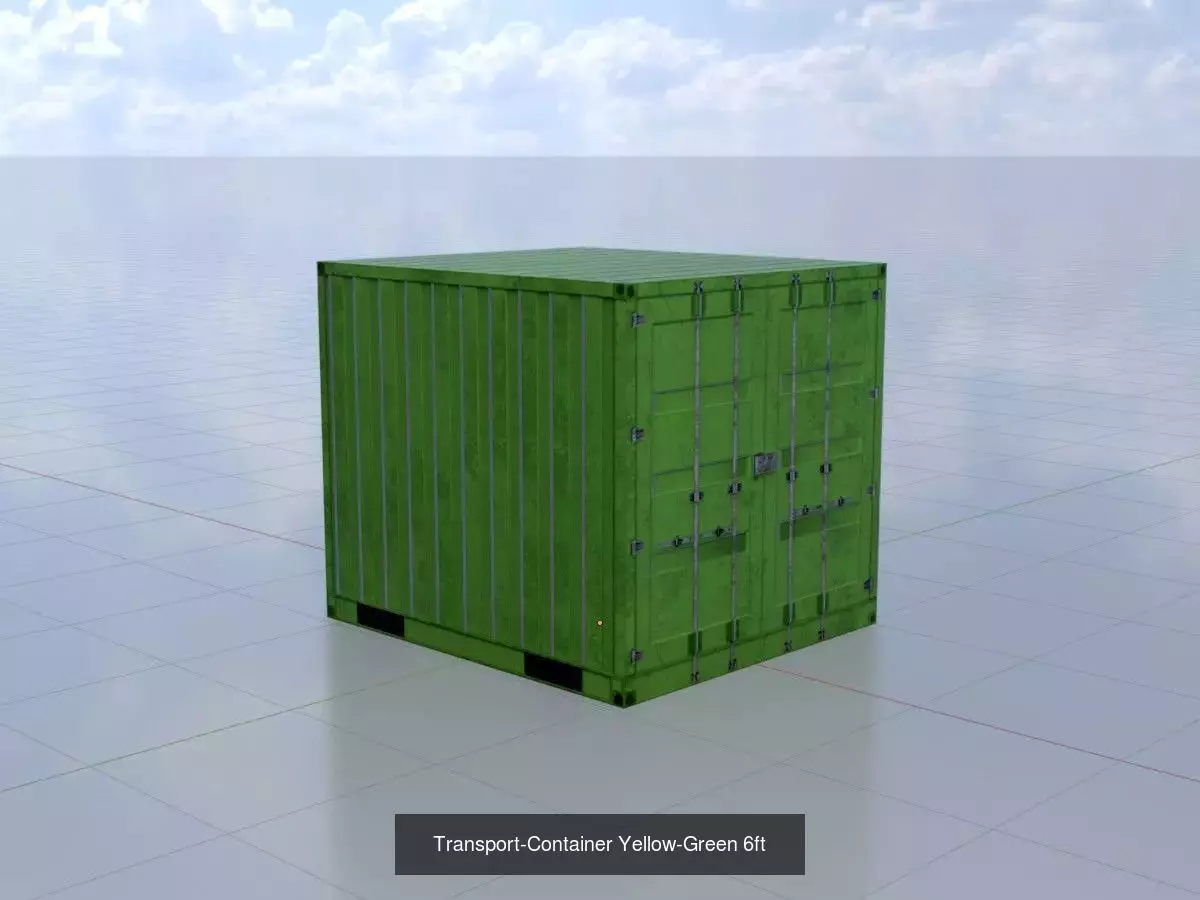 ISO-Container Yellow-Green all Versions 3D Model Collection_7