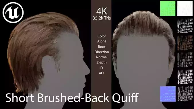 Real Time hair Short Brushed-Back Quiff