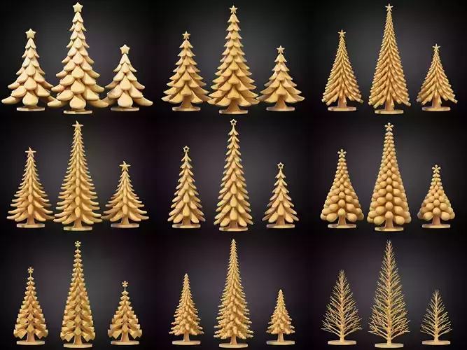 3dprint Stylized Christmas Tree VOL-1 3D Model Collection