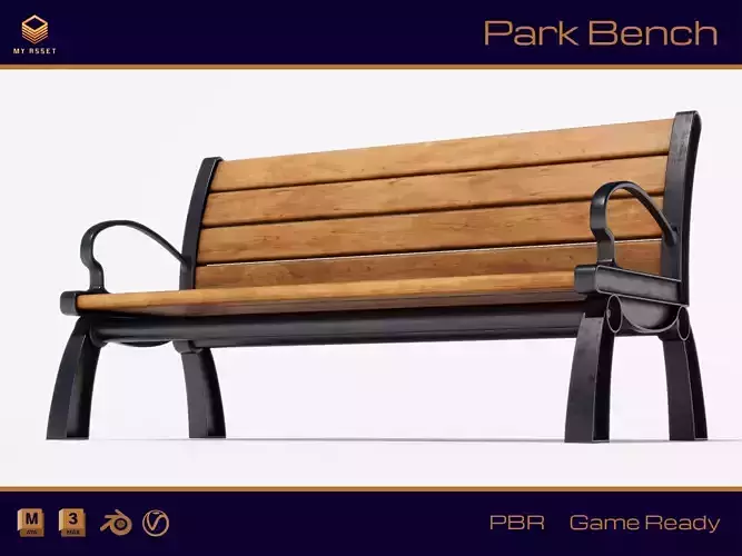 Park Bench Low-poly 3D model