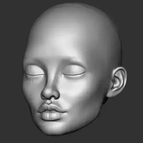 Realistic BJD Doll Head 3D Model Female Face 