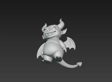 3D Model of Gray Demon Halloween Horror Creature Fantasy Monster 3D print model_20