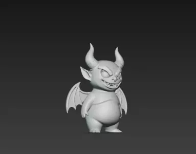 3D Model of Gray Demon Halloween Horror Creature Fantasy Monster 3D print model_3