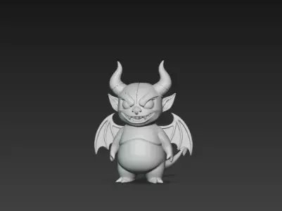 3D Model of Gray Demon Halloween Horror Creature Fantasy Monster 3D print model_1