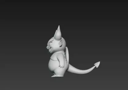 3D Model of Gray Demon Halloween Horror Creature Fantasy Monster 3D print model_12