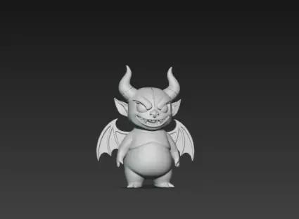 3D Model of Gray Demon Halloween Horror Creature Fantasy Monster 3D print model_2