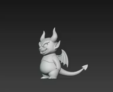 3D Model of Gray Demon Halloween Horror Creature Fantasy Monster 3D print model_13