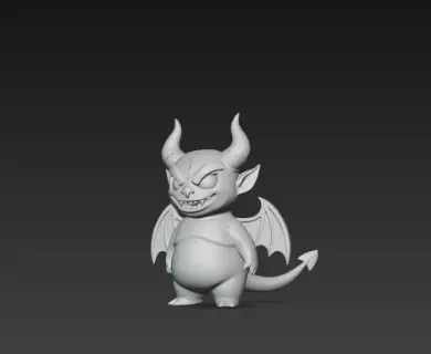 3D Model of Gray Demon Halloween Horror Creature Fantasy Monster 3D print model_14