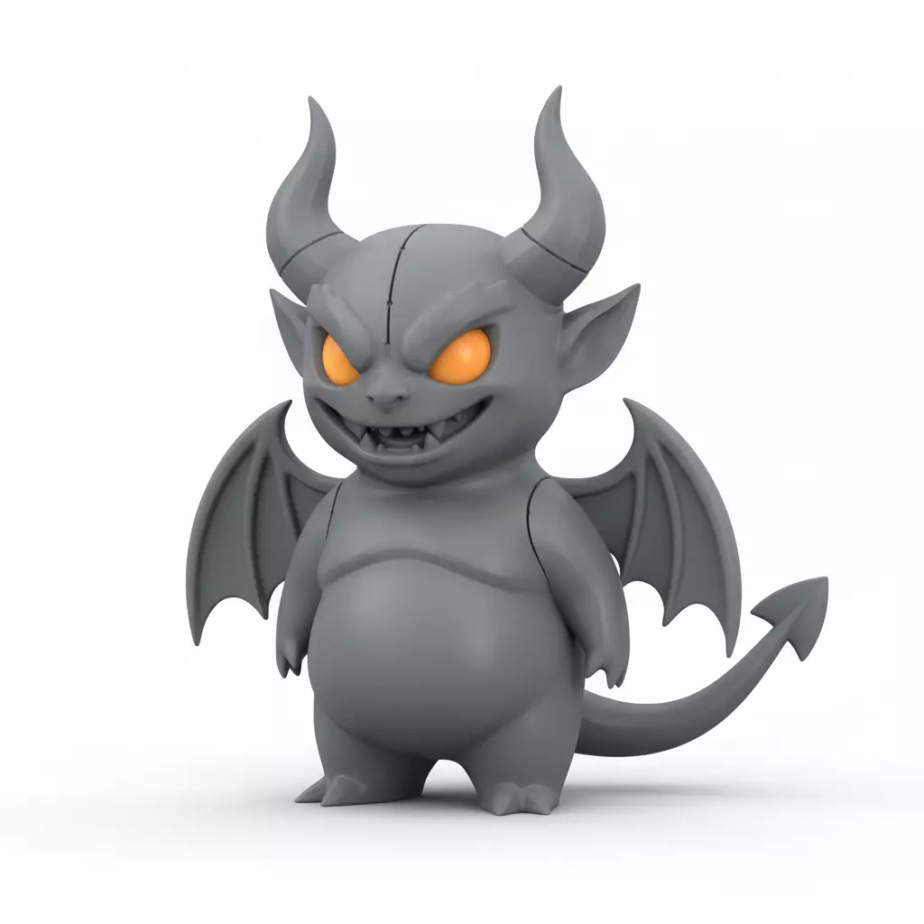 3D Model of Gray Demon Halloween Horror Creature Fantasy Monster 3D print model_0