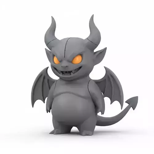 3D Model of Gray Demon Halloween Horror Creature Fantasy Monster