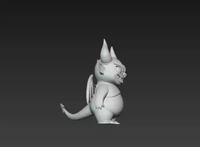 3D Model of Gray Demon Halloween Horror Creature Fantasy Monster 3D print model_4