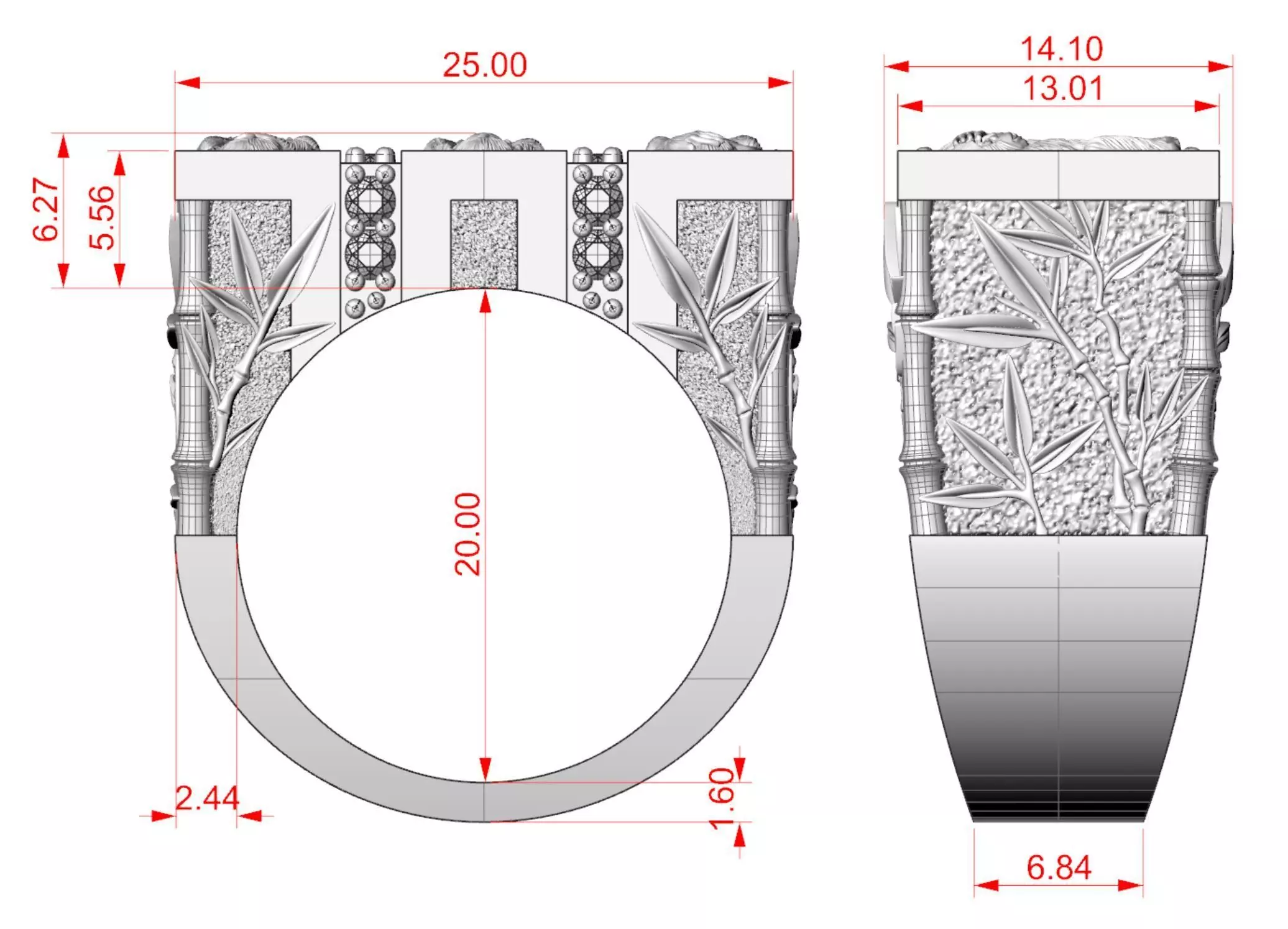 See No Evil - Monkey Ring with Bamboo Details 3D print model_4