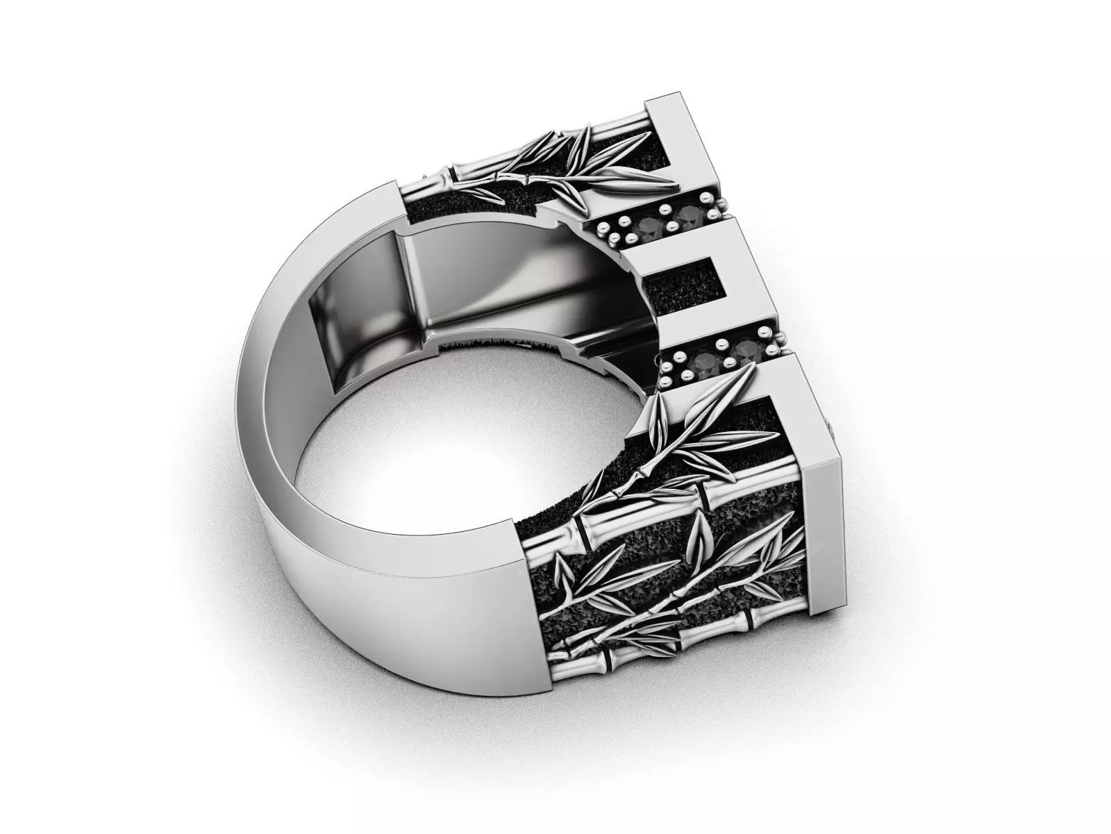 See No Evil - Monkey Ring with Bamboo Details 3D print model_14