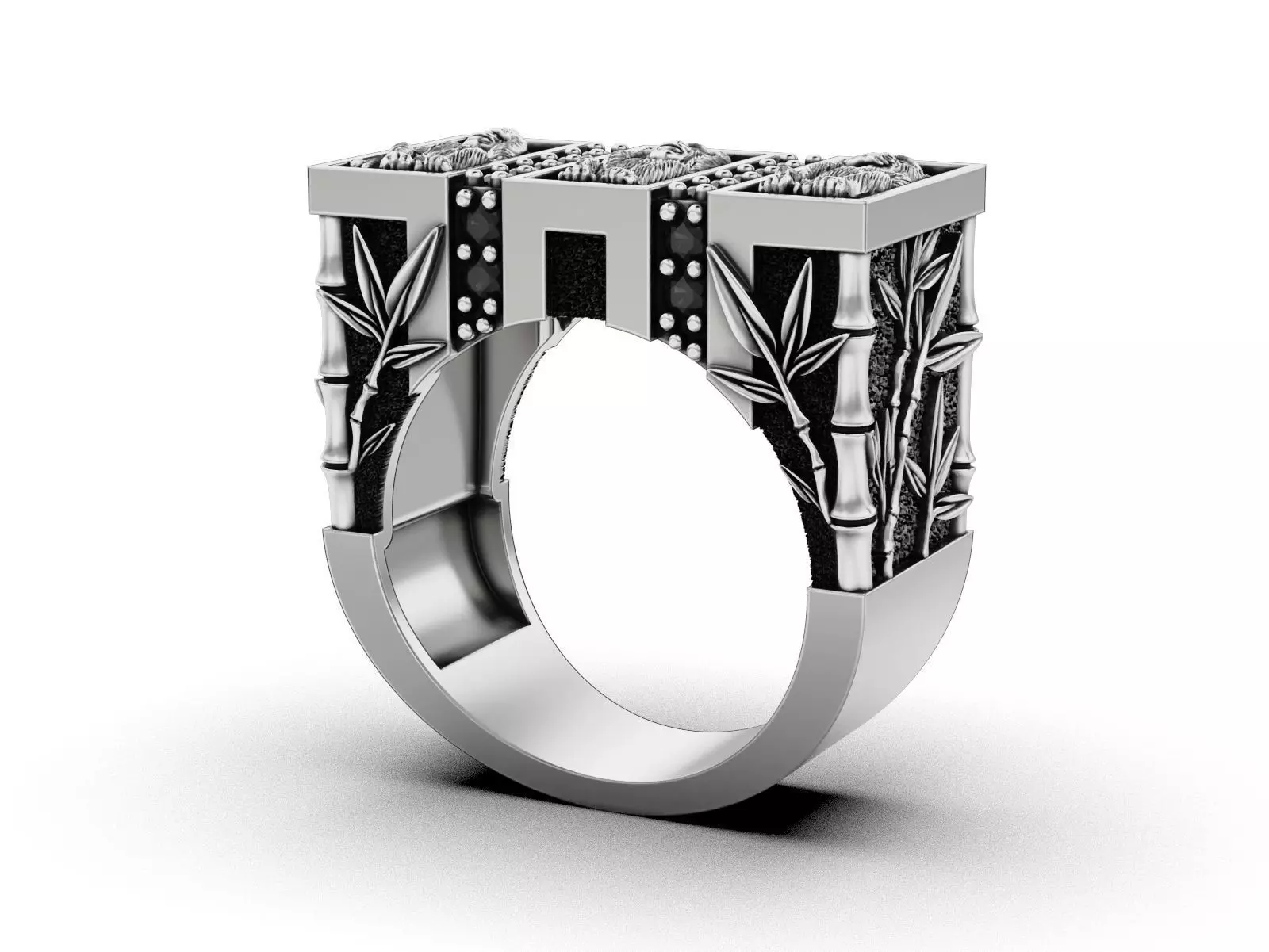 See No Evil - Monkey Ring with Bamboo Details 3D print model_5