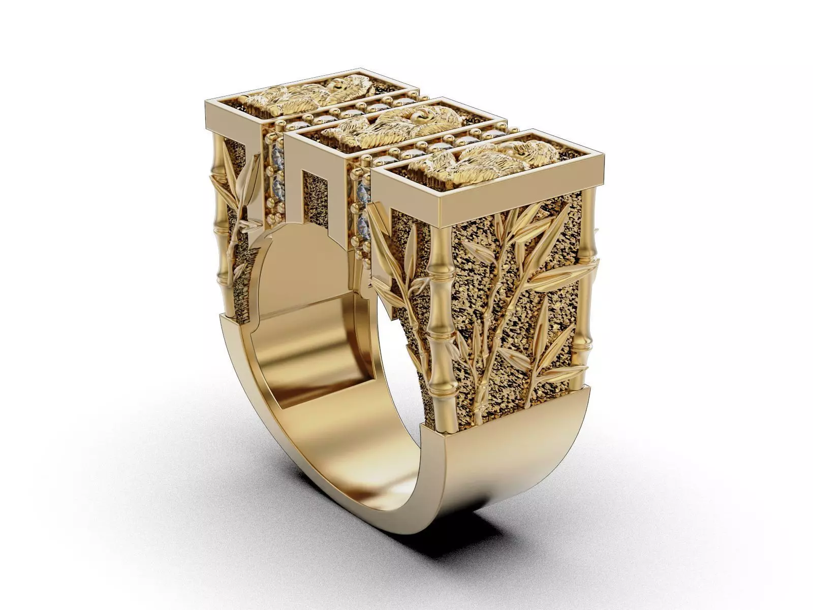 See No Evil - Monkey Ring with Bamboo Details 3D print model_21
