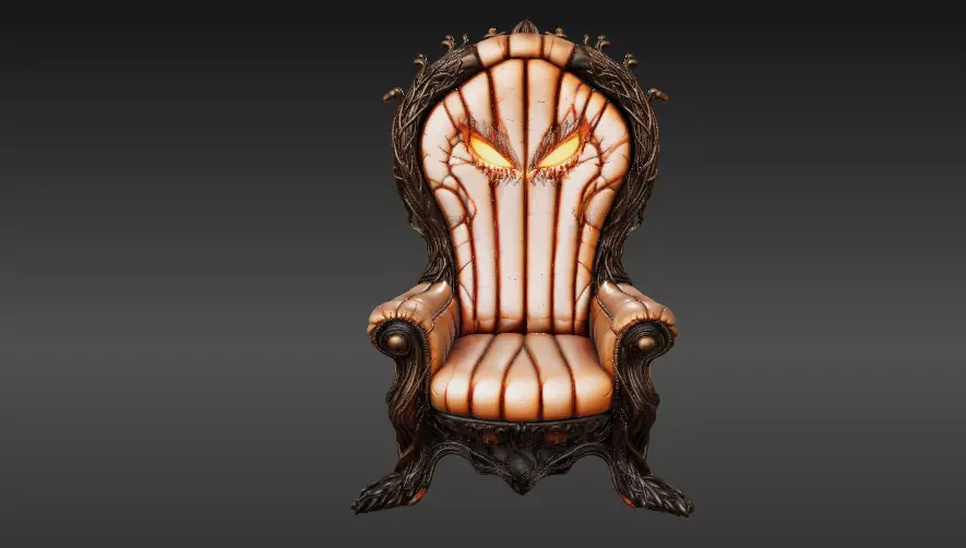 Pumpkin Throne Chair 3D Model Halloween Decor Armchair 3D model_1