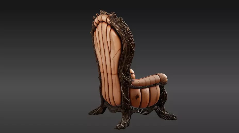 Pumpkin Throne Chair 3D Model Halloween Decor Armchair 3D model_5