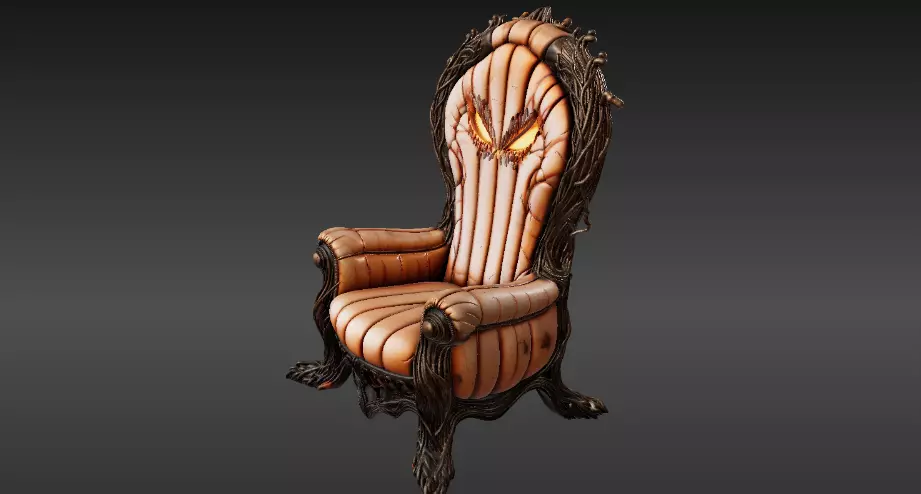 Pumpkin Throne Chair 3D Model Halloween Decor Armchair 3D model_3