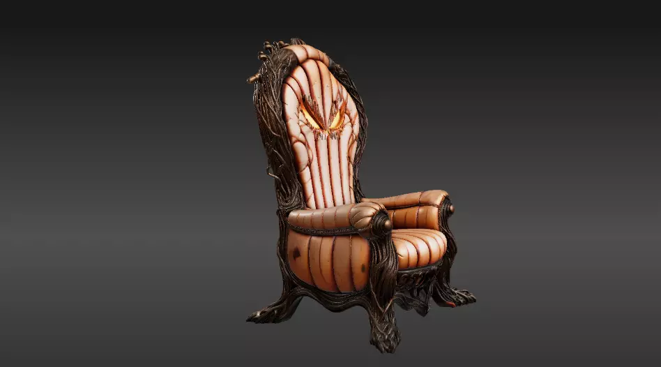 Pumpkin Throne Chair 3D Model Halloween Decor Armchair 3D model_2