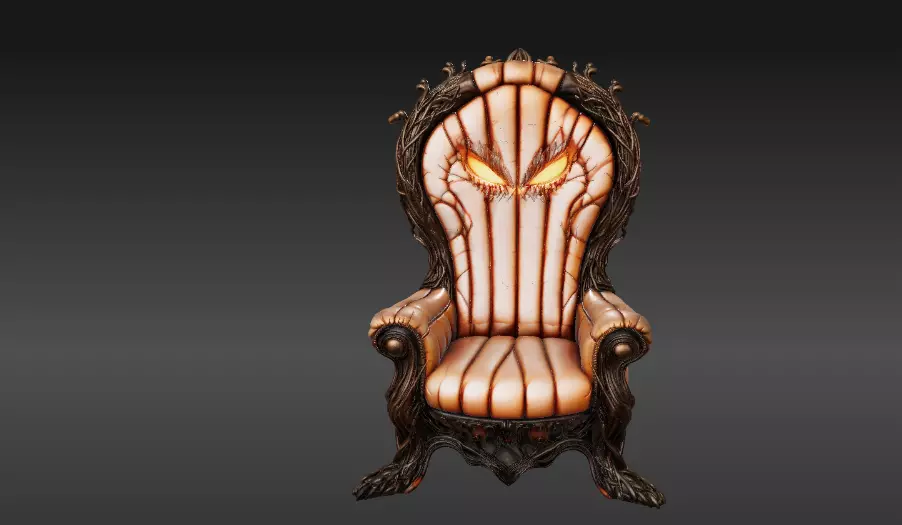 Pumpkin Throne Chair 3D Model Halloween Decor Armchair 3D model_6
