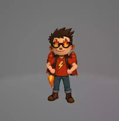 Jetpack Boy Stylized 3D Game Character Cartoon Adventure Hero