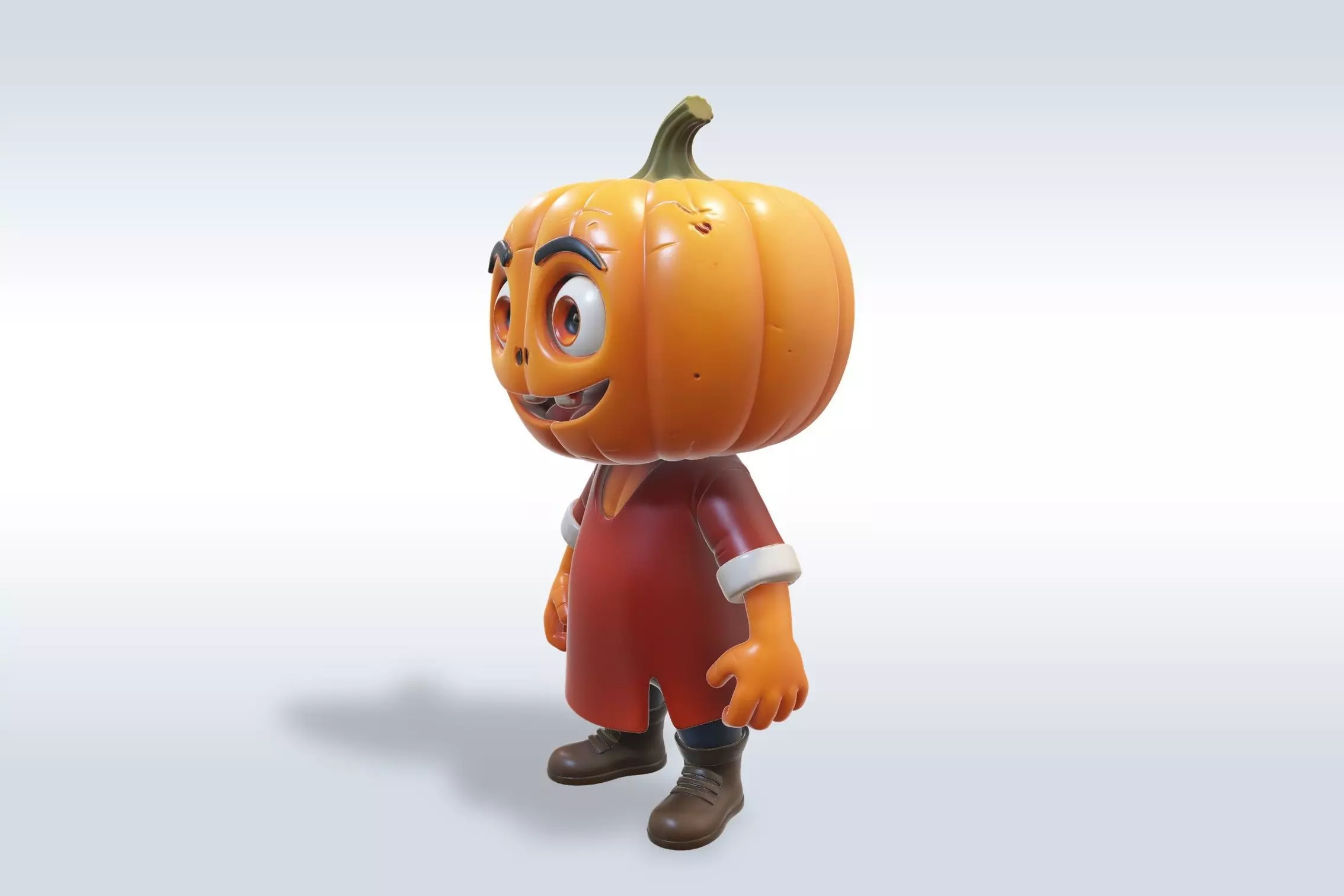 3D Cartoon character Halloween pumpkin with human-like features 3D model_2