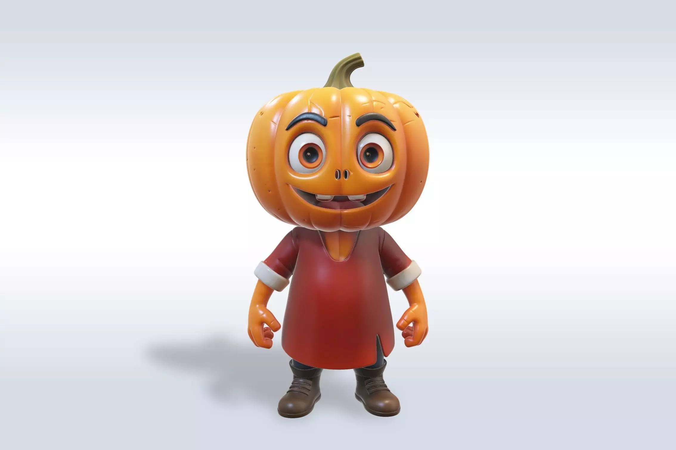 3D Cartoon character Halloween pumpkin with human-like features 3D model_0
