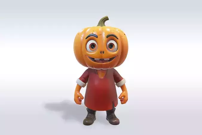 3D Cartoon character Halloween pumpkin with human-like features 3D model 3D Cartoon character Halloween pumpkin with human-like features 3D model