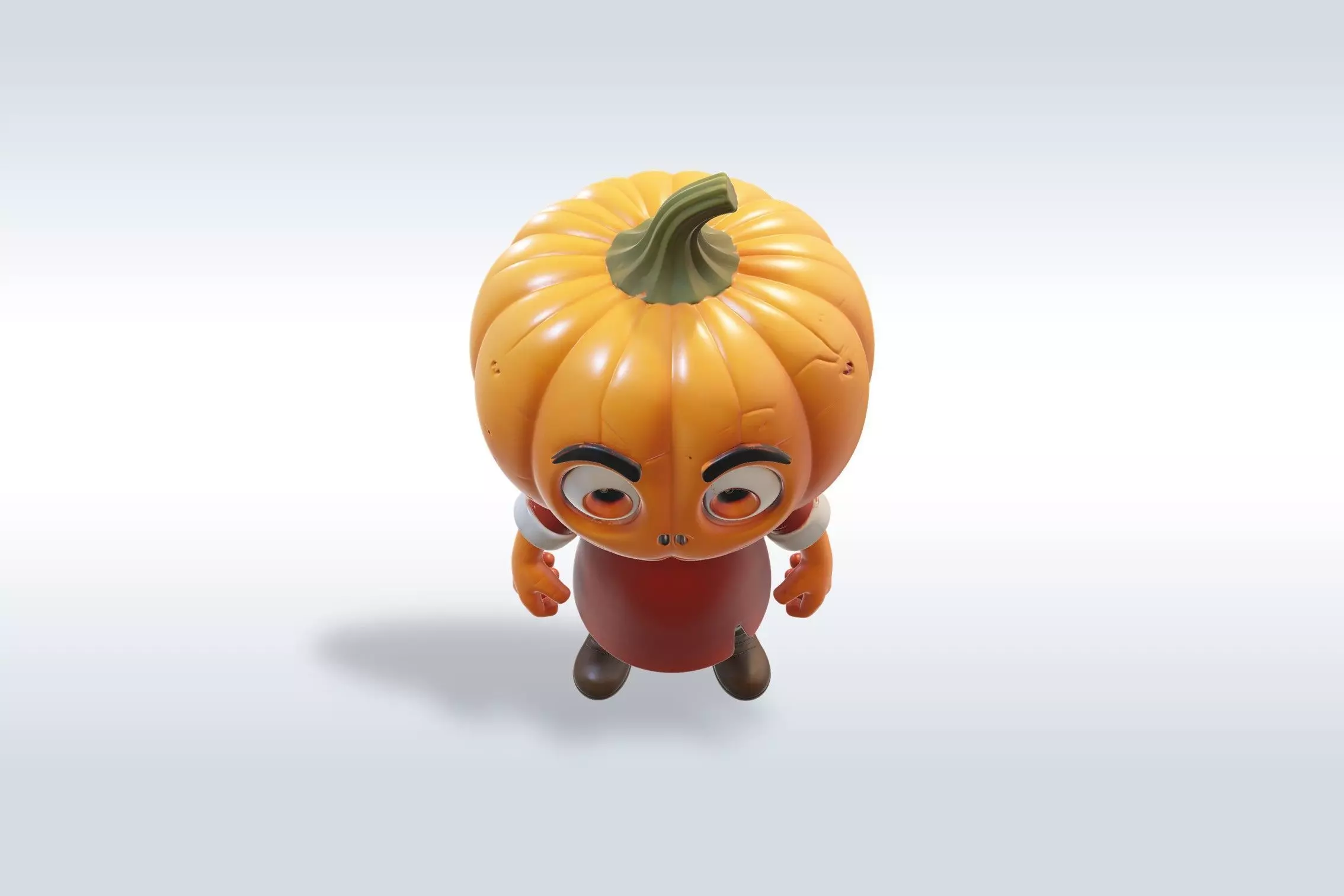 3D Cartoon character Halloween pumpkin with human-like features 3D model_3