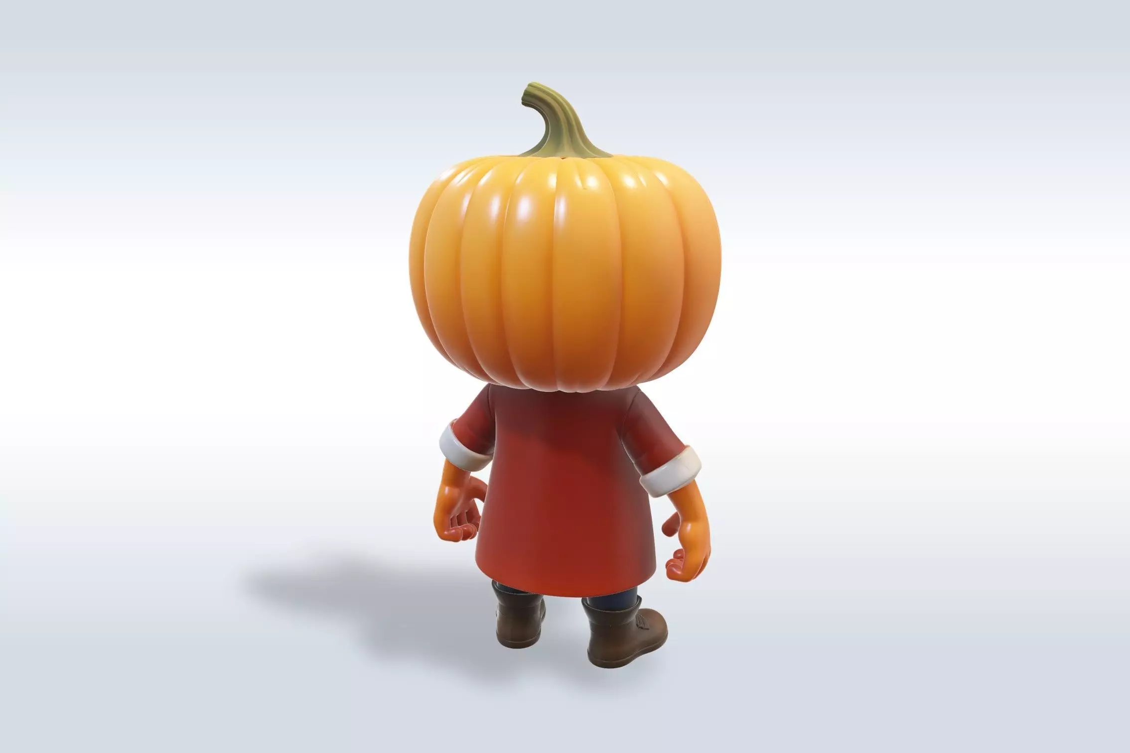 3D Cartoon character Halloween pumpkin with human-like features 3D model_4