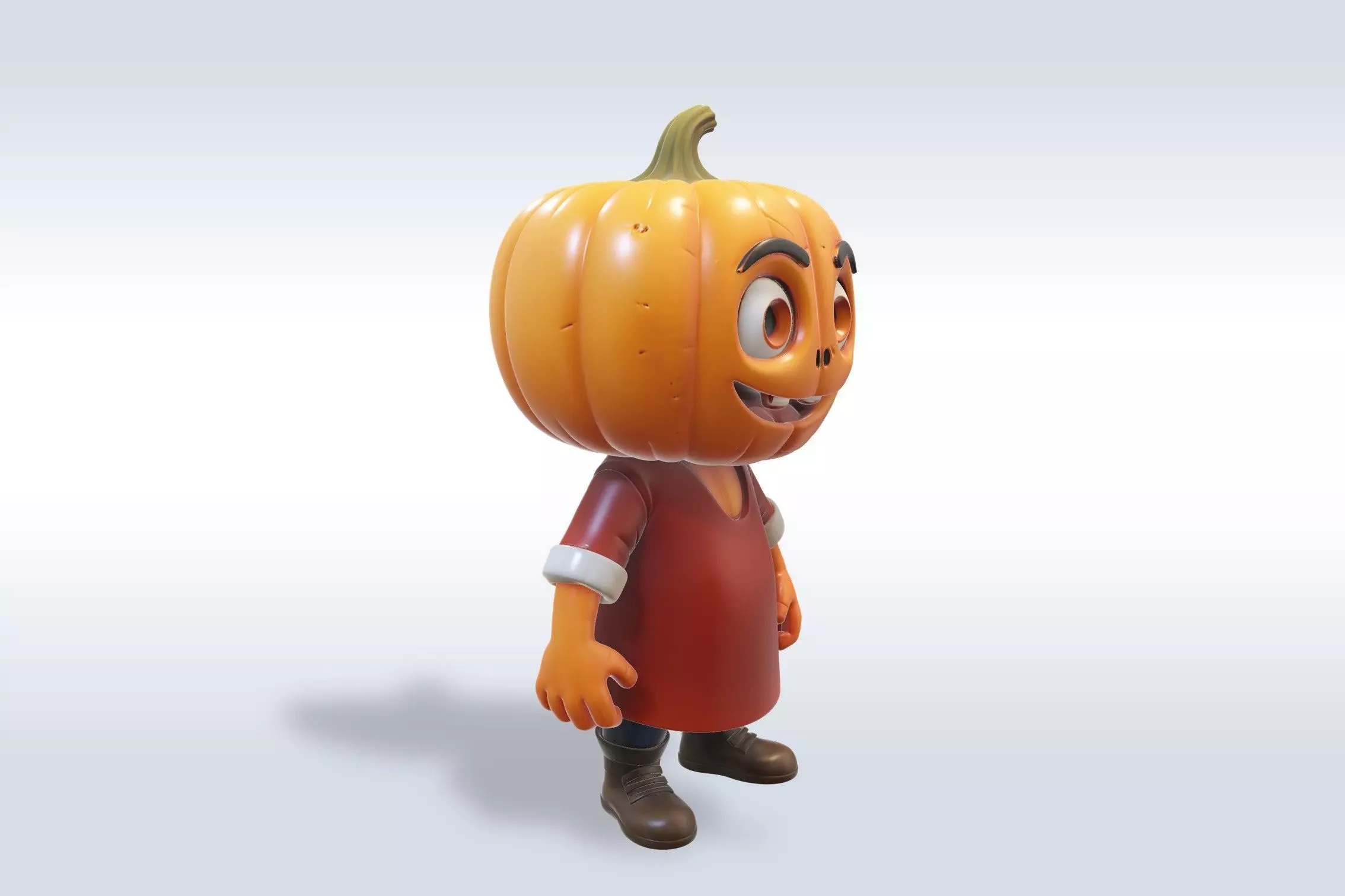 3D Cartoon character Halloween pumpkin with human-like features 3D model_1