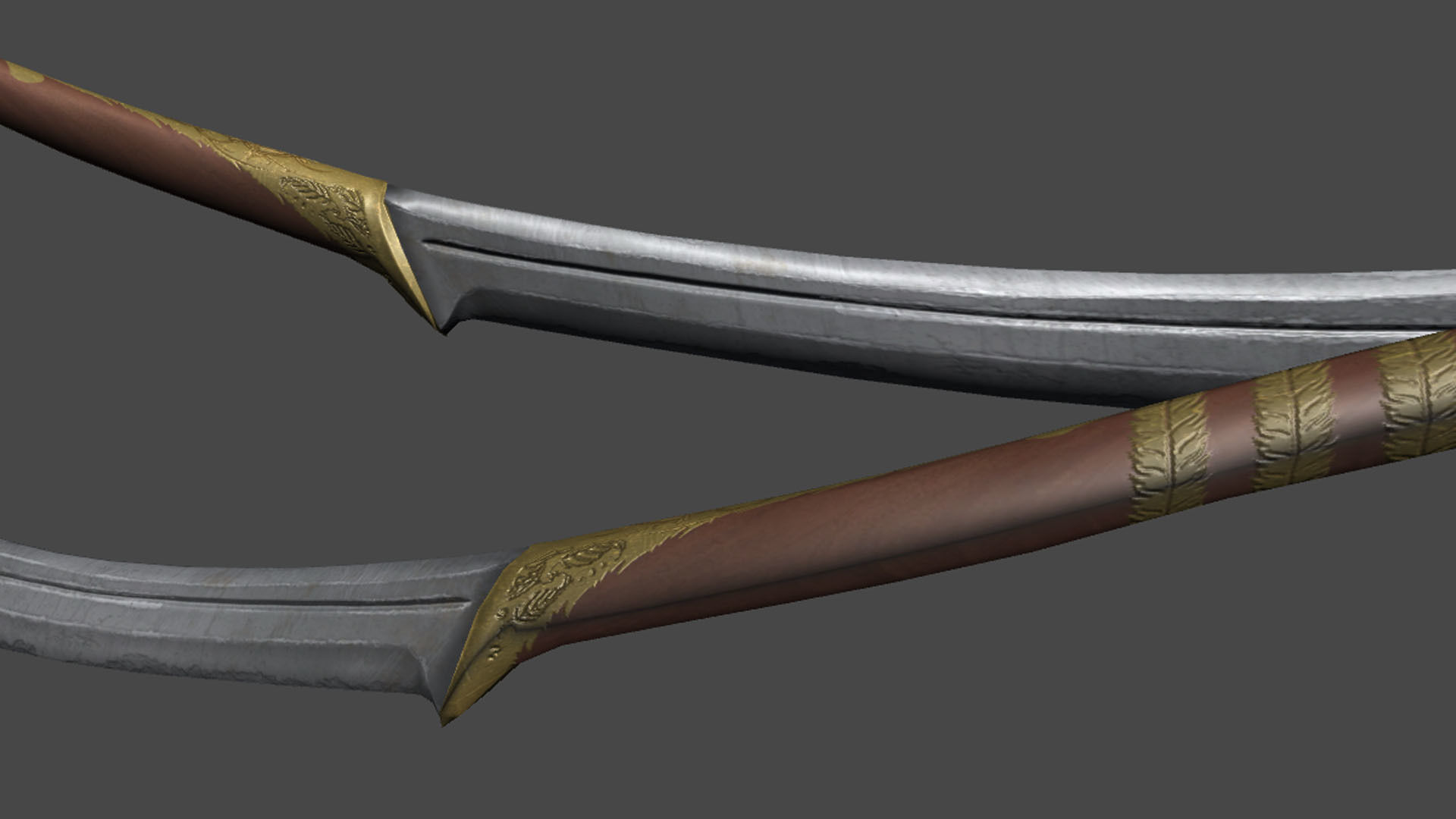 Game Ready Elven Sword Low-poly 3D model_2