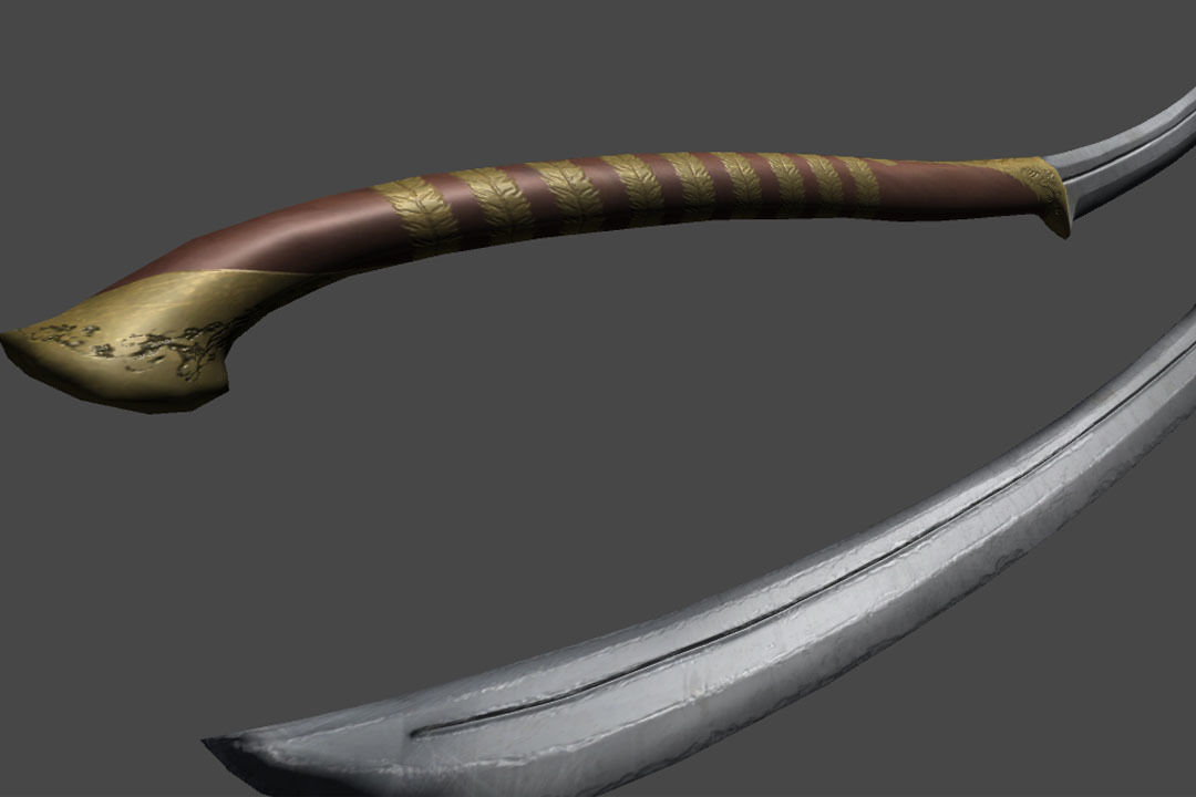 Game Ready Elven Sword Low-poly 3D model_1