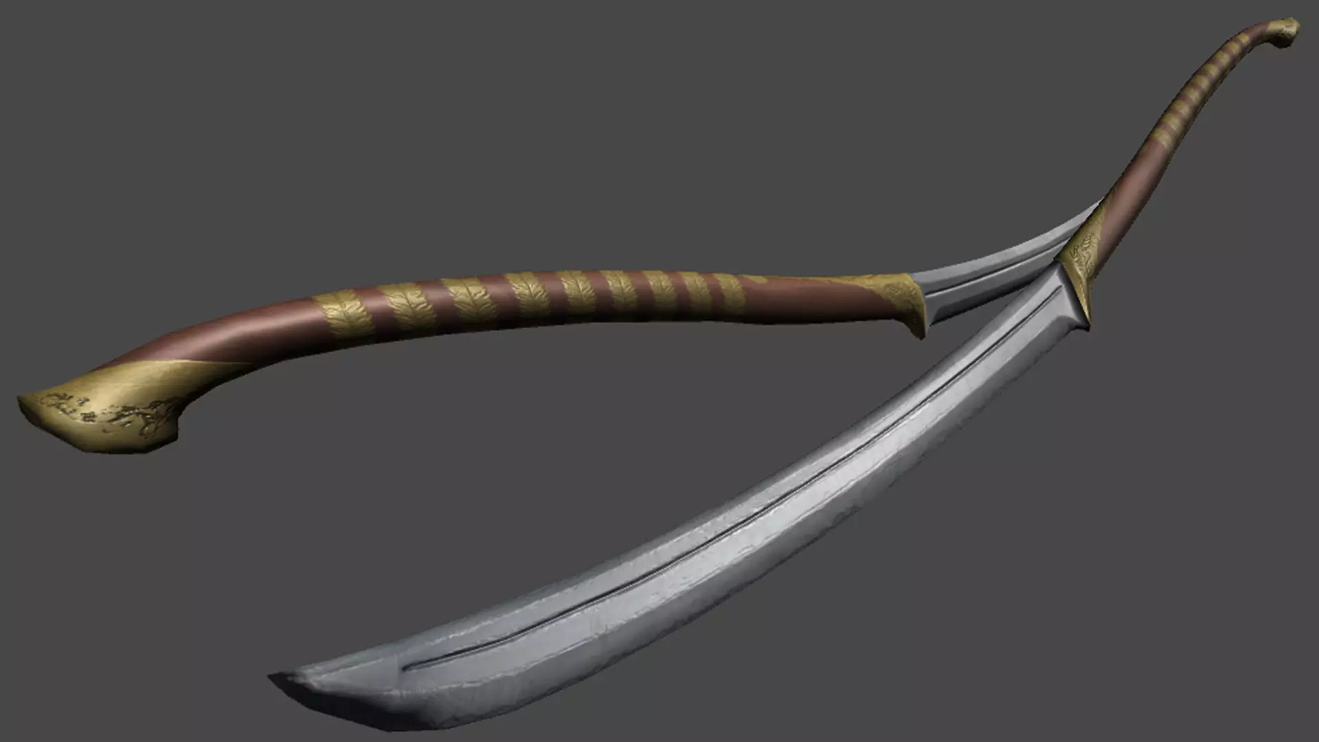 Game Ready Elven Sword Low-poly 3D model_0