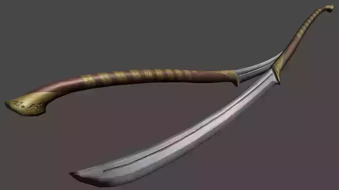 Game Ready Elven Sword Low-poly 3D model
