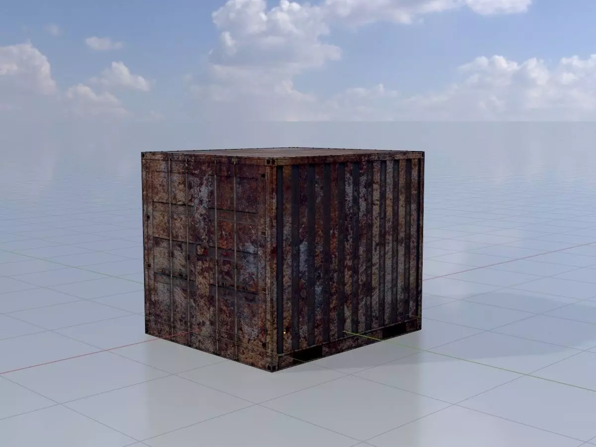 Rusty 6ft Shipping Container Low-poly 3D model_7