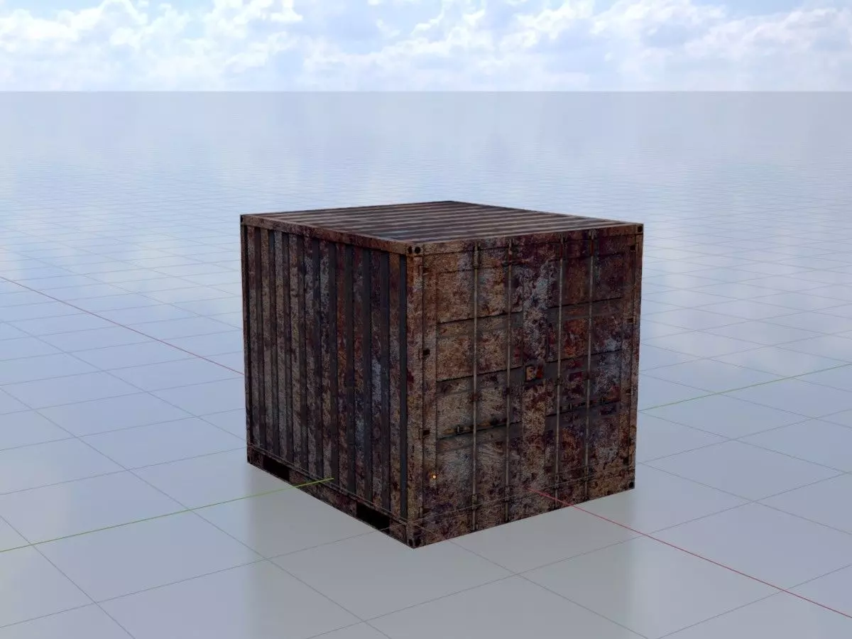 Rusty 6ft Shipping Container Low-poly 3D model_14