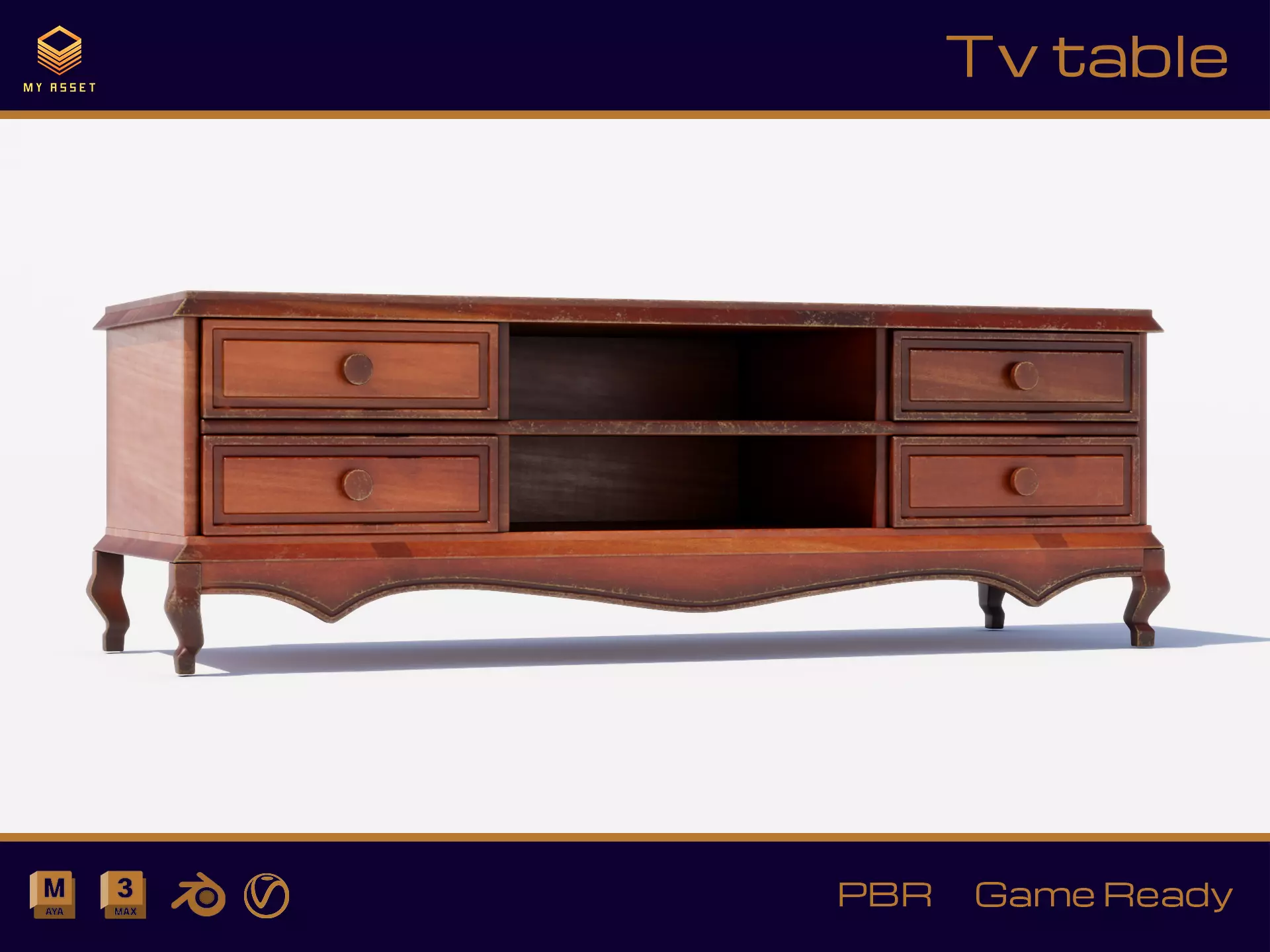 Tv table Low-poly 3D model