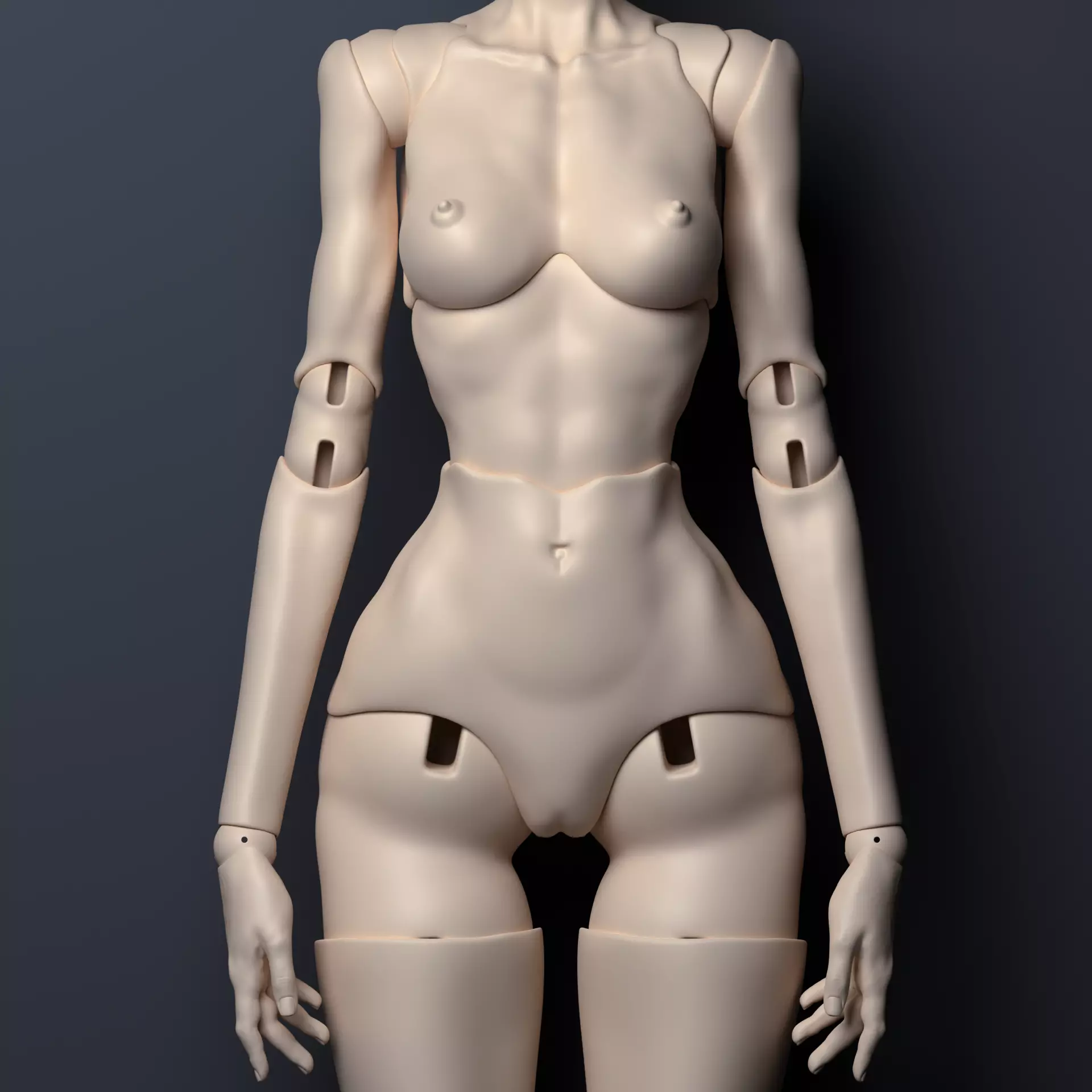 Realistic 3D model NM of a ball-jointed BJD doll with anatomy 3D model_3
