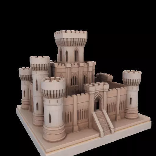 Architectural Medieval Castle Model 3D print model_3