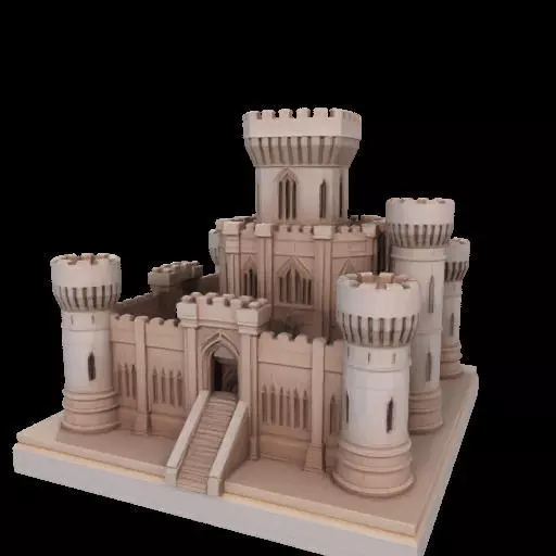 Architectural Medieval Castle Model 3D print model_22