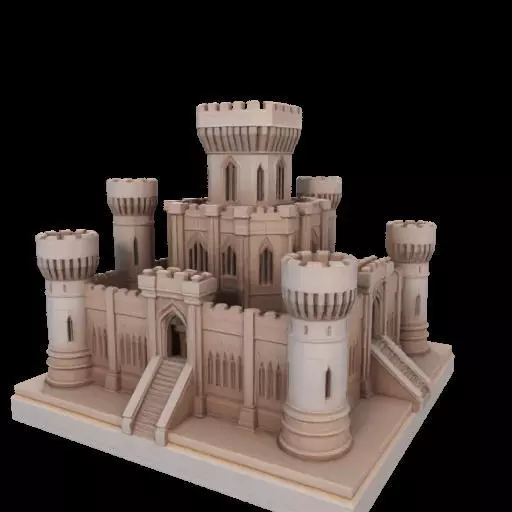 Architectural Medieval Castle Model 3D print model_26
