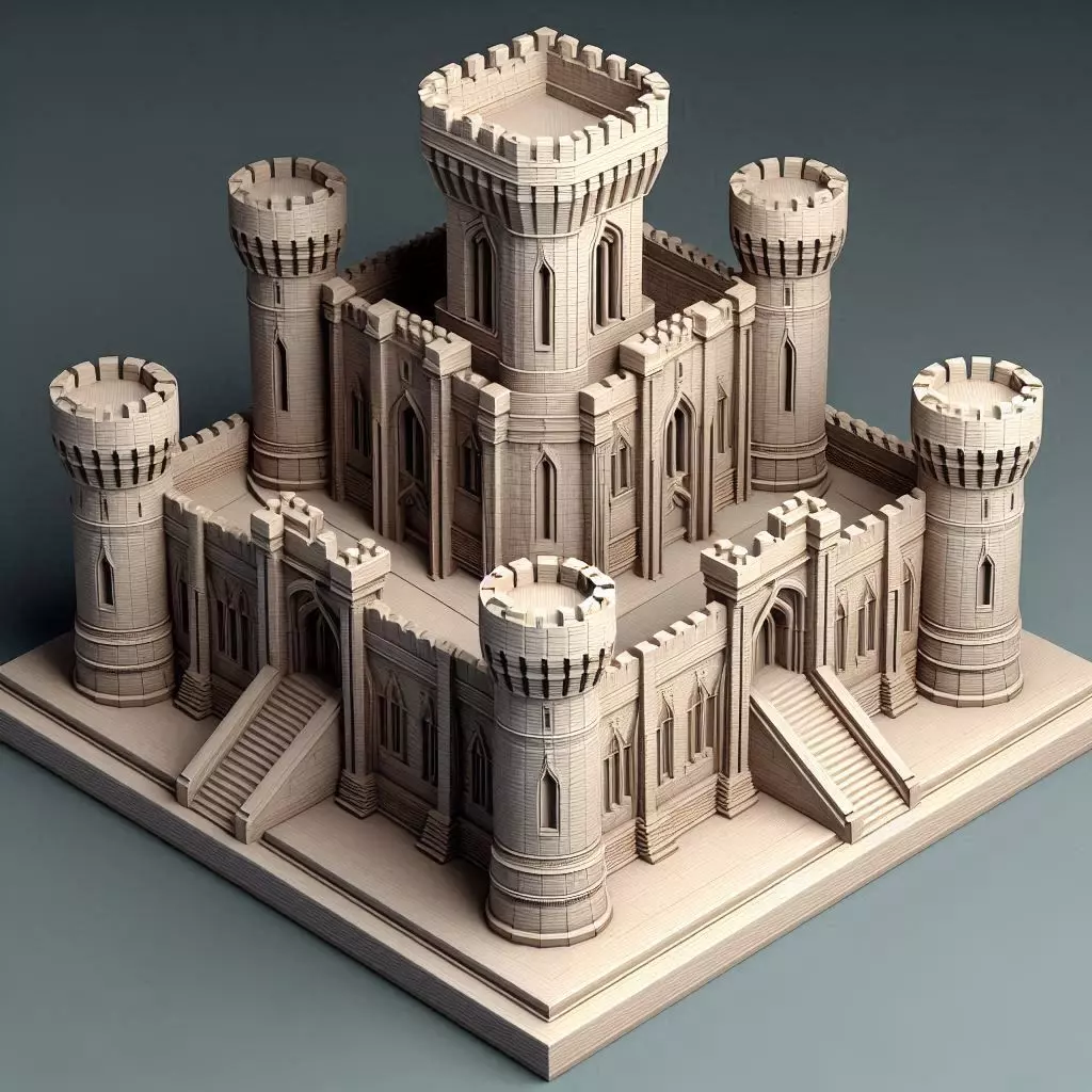 Architectural Medieval Castle Model 3D print model_0