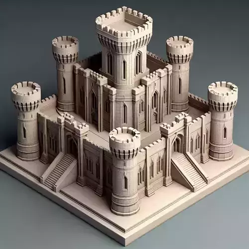 Architectural Medieval Castle Model