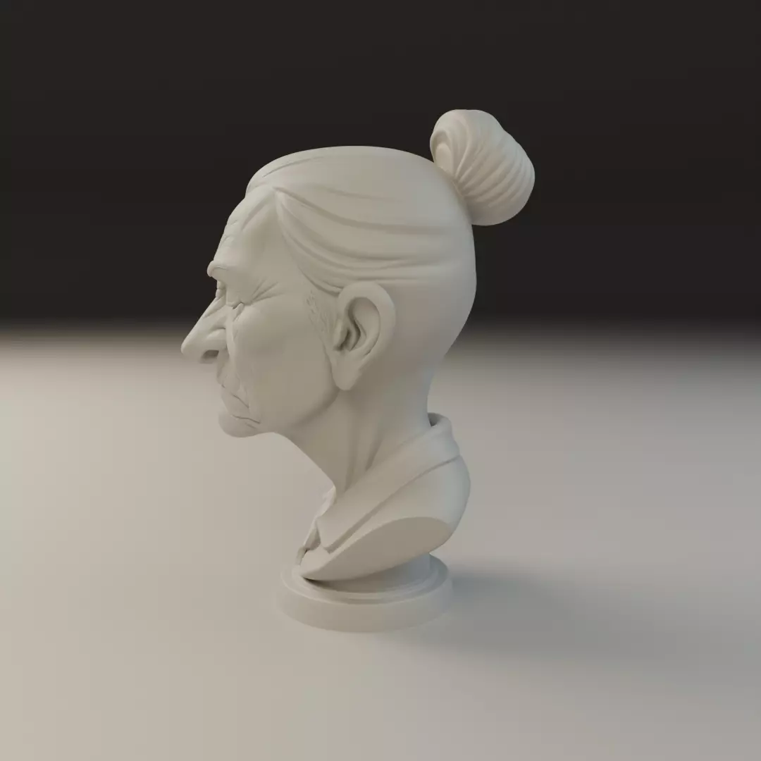 bust of old woman 3D print model_3