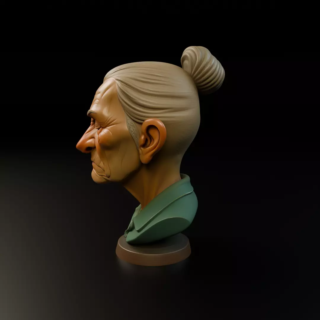 bust of old woman 3D print model_4